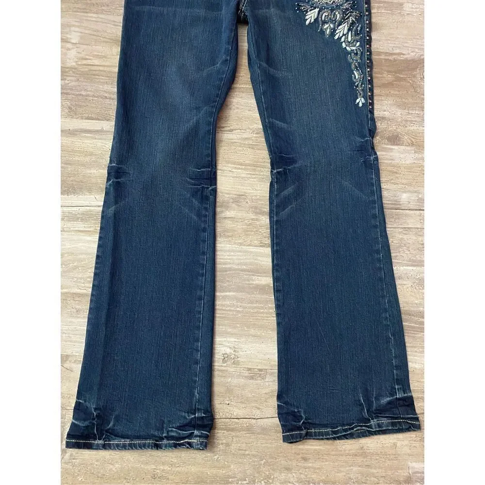 Montana West Trinity Ranch Flare Jeans Embroidered Womens JR’s Sz 17
